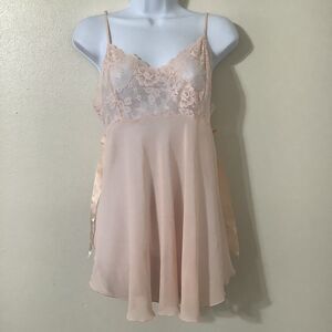 Victoria's Secret Y2K Pink Bow Coquette Fairy Feminine Romantic Babydoll Slip L